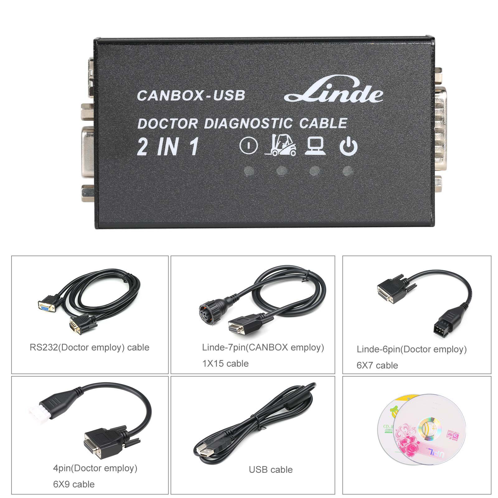 Newest 2016V Linde Canbox and Doctor USB Diagnostic Tool 2 in 1 Truck Scanner