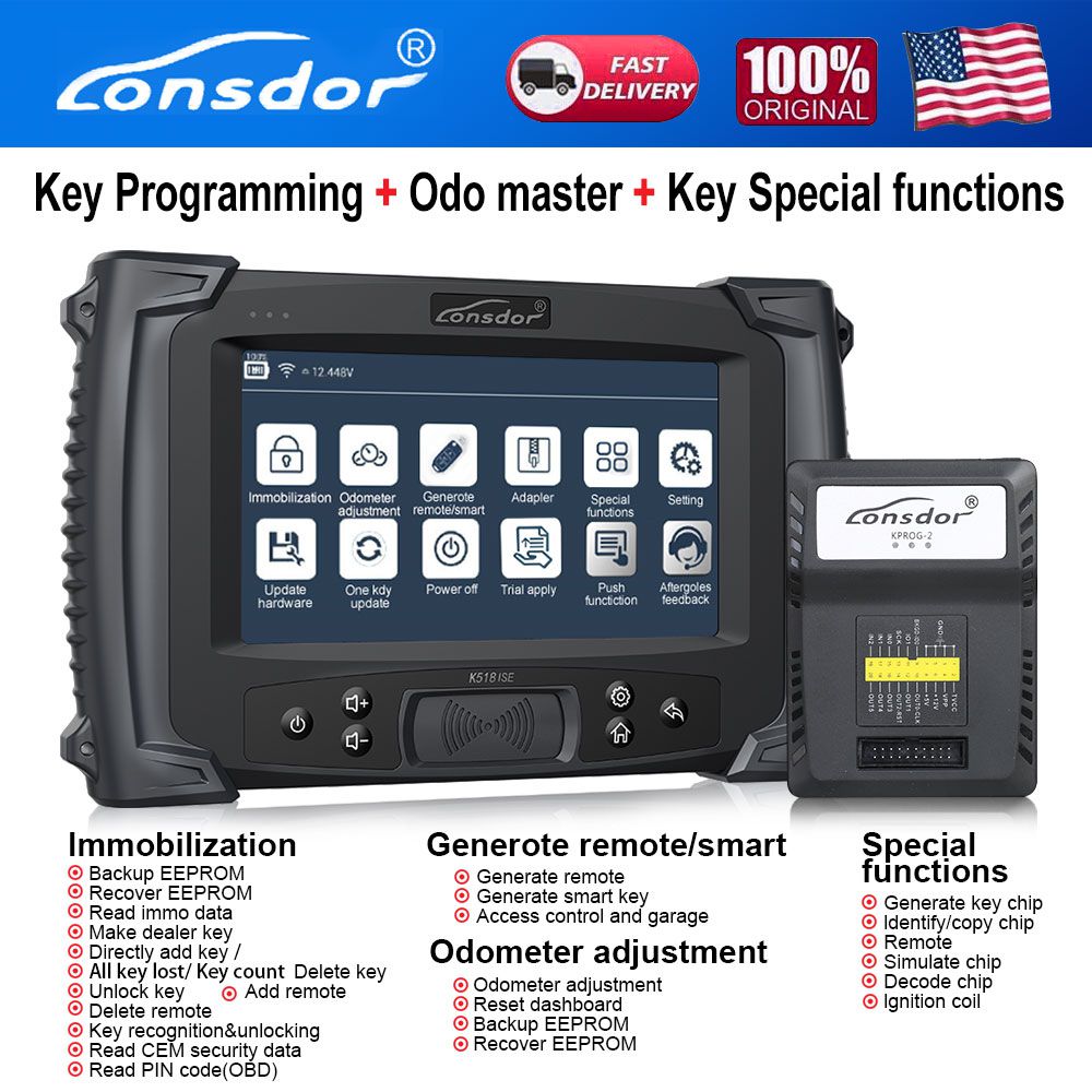 Lonsdor K518ISE K518 Key Programmer for All Makes Get 1pc Free FT01 Series Toyota Smart Key