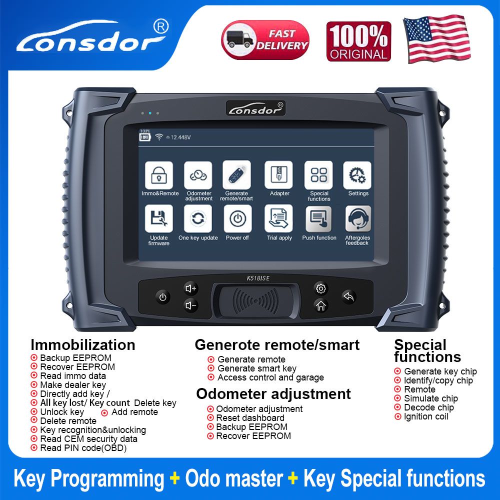  Lonsdor K518ISE Key Programmer Support VW 4th 5th IMMO& BMW FEM/EDC & Toyota H Chip Key Programming