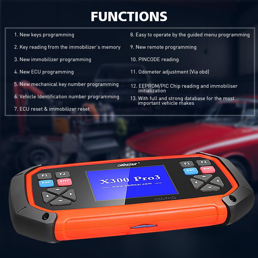 OBDSTAR X300 PRO3 X-300 Key Master with Immobiliser+Odometer Adjustment+EEPROM/PIC+OBDII+Toyota G & H Chip All Keys Lost