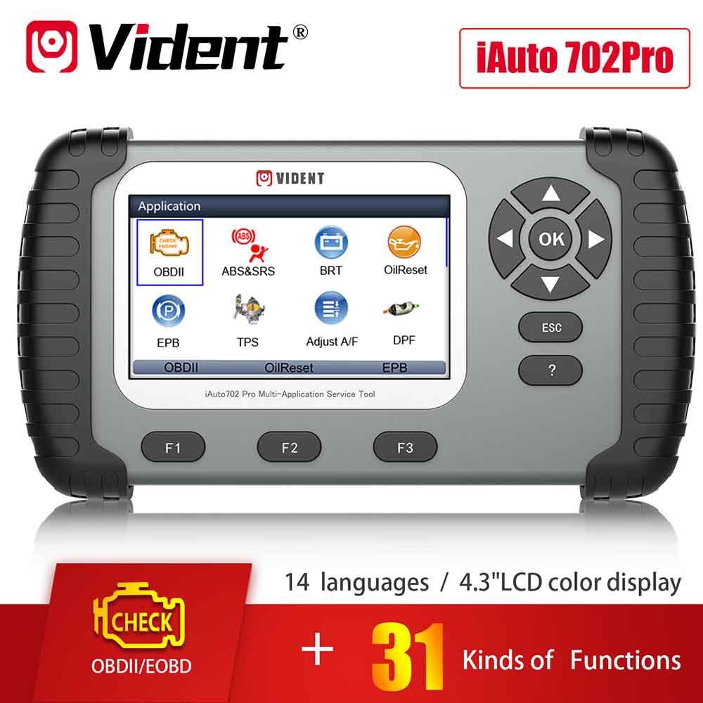 VIDENT iAuto 702 Pro Multi-applicaton Service Tool Support ABS/SRS/EPB/DPF Update to 19 Maintenances 3 Years Free Update Online