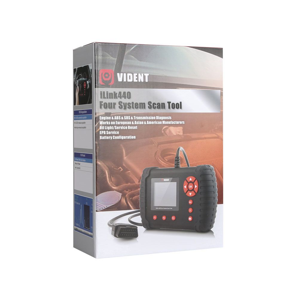  VIDENT iLink440 Four System Scan Tool Support Engine ABS Air Bag SRS EPB Reset Battery Configuration