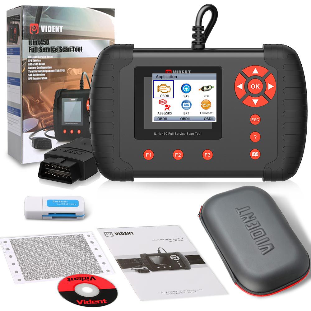 Vident iLink450 Full Service OBD2 Scan Tool Live Data EPB, Oil Service, ABS & SRS Reset, Battery Configuration etc