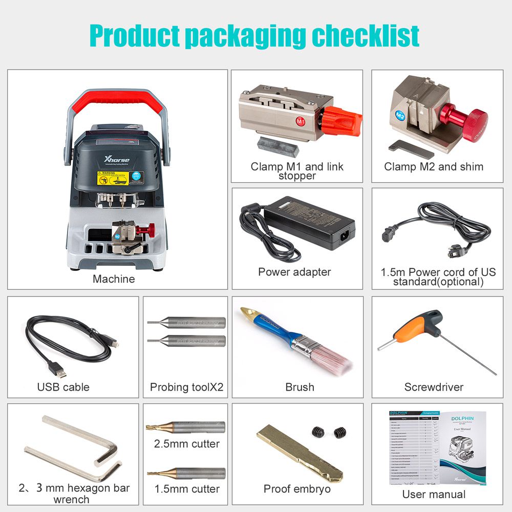 V1.5.9 Xhorse Dolphin XP-005 XP005 Key Cutting Machine Multi-Language Cut Sided/Track/Dimple/Tibbe Keys