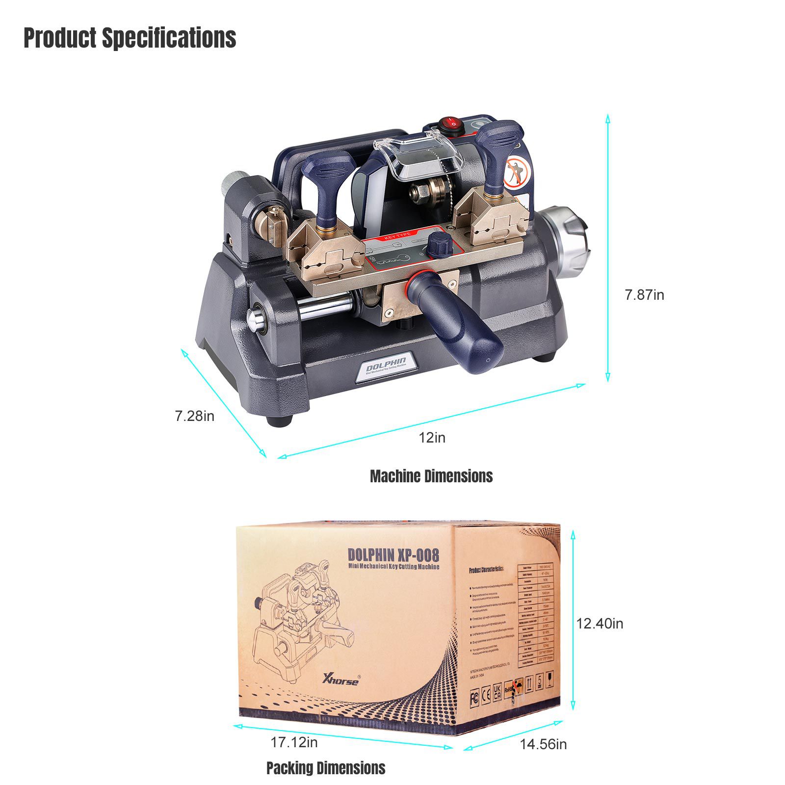 Newest Xhorse Dolphin XP-008 Key Cutting Machine Mini Mechanical for Special Bit/ Double Bit Keys