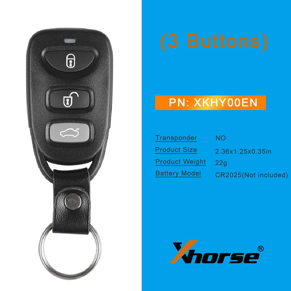 Xhorse XKHY00EN Hyundai Style Universal Remote Key Wire 3 Buttons 5pcs/lot