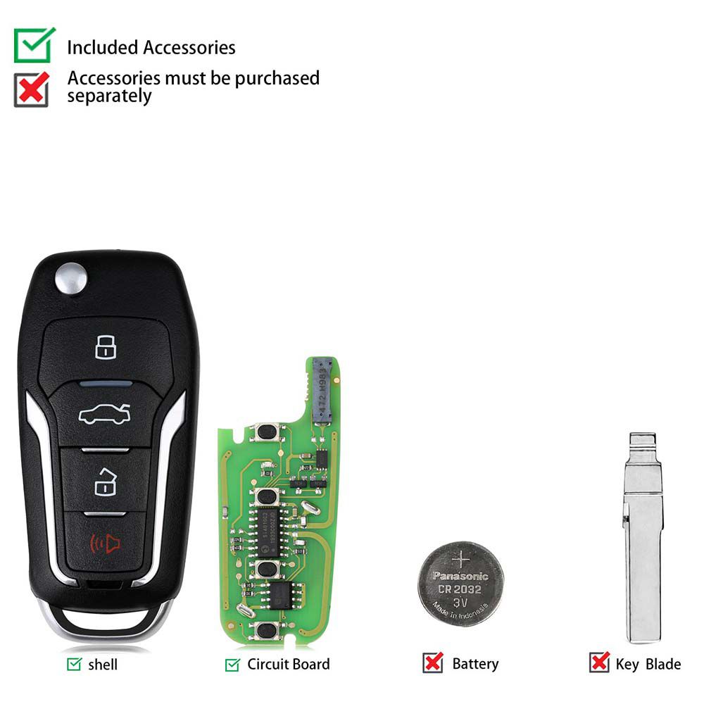  Xhorse XEFO01EN Super Remote Key Ford Flip 4 Buttons Built-in Super Chip English Version 5pcs/lot