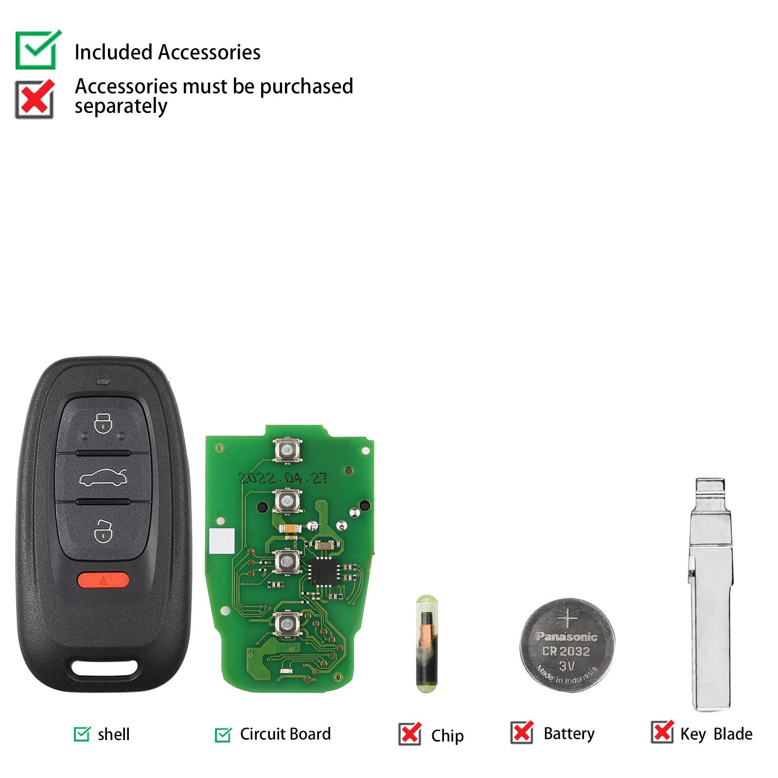 Xhorse XSADJ1GL VVDI 754J Smart Key for Audi 315/433/868MHZ A6L Q5 A4L A8L with Key Shell