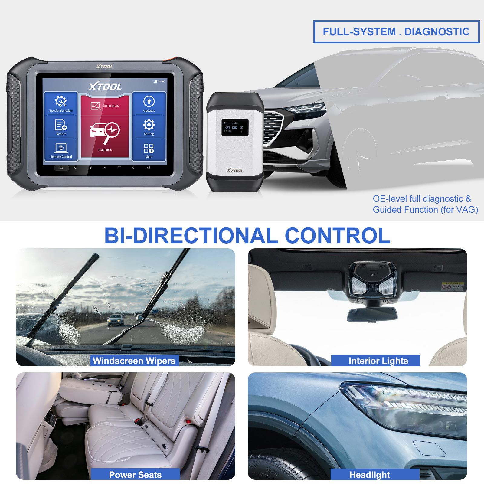 XTOOL D9 Automotive Scan Tool Topology Map Bi-Directional Control ECU Coding Full Diagnostics & 42+ Reset Services Support DoIP & CAN FD