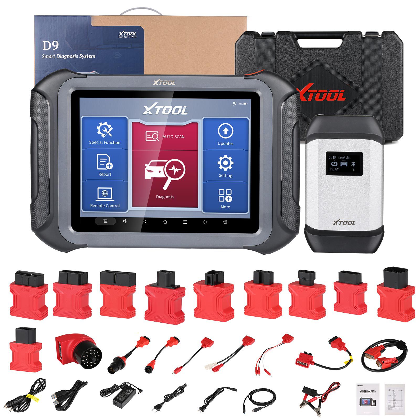 XTOOL D9 Automotive Scan Tool Topology Map Bi-Directional Control ECU Coding Full Diagnostics & 42+ Reset Services Support DoIP & CAN FD