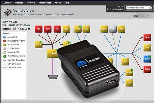 wiTech MicroPod 2 for Chrysler  software display