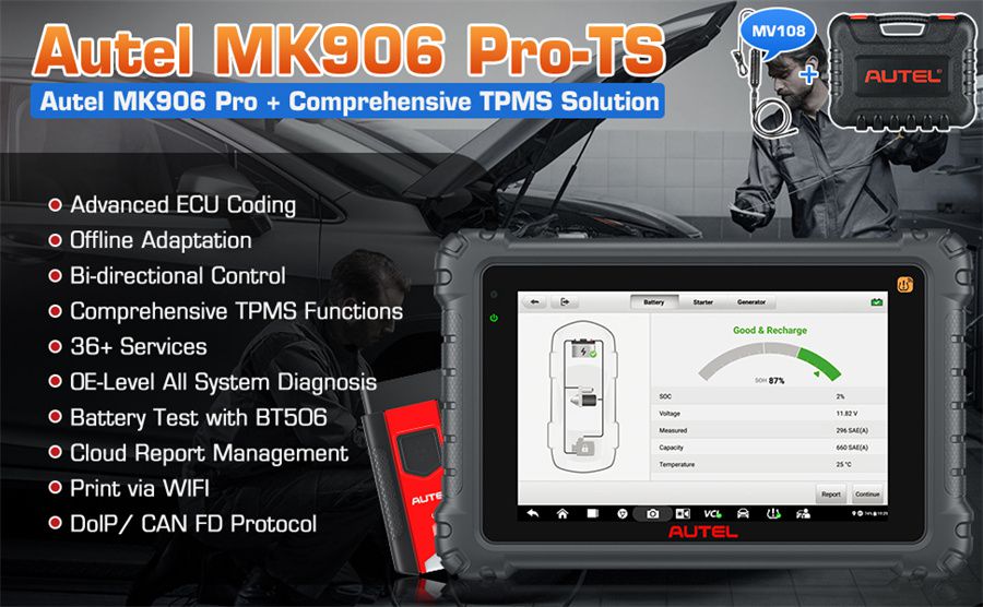  Autel MaxiCOM MK906 PRO-TS Automotive Diagnose and TPMS Relearn Tool 