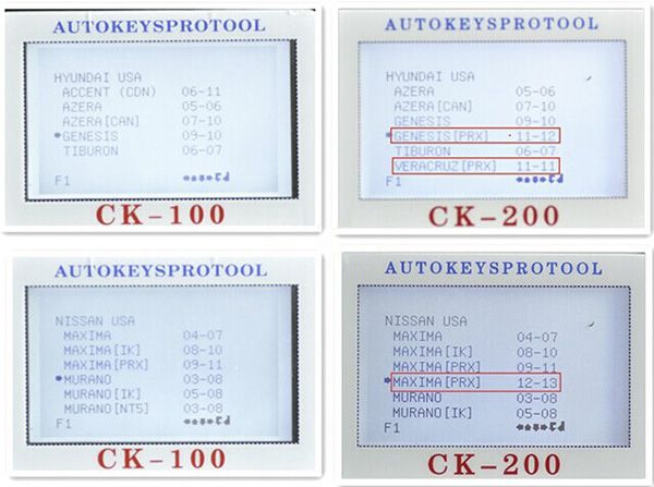 CK200 Compare to CK100 3