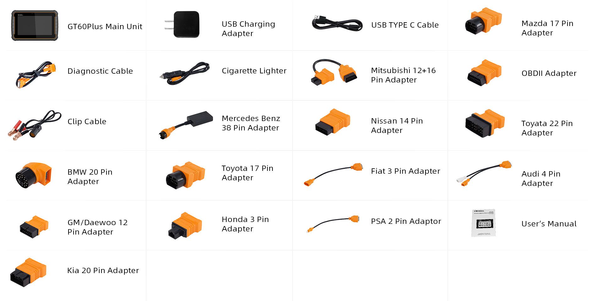 Foxwell GT60 Plus Package List