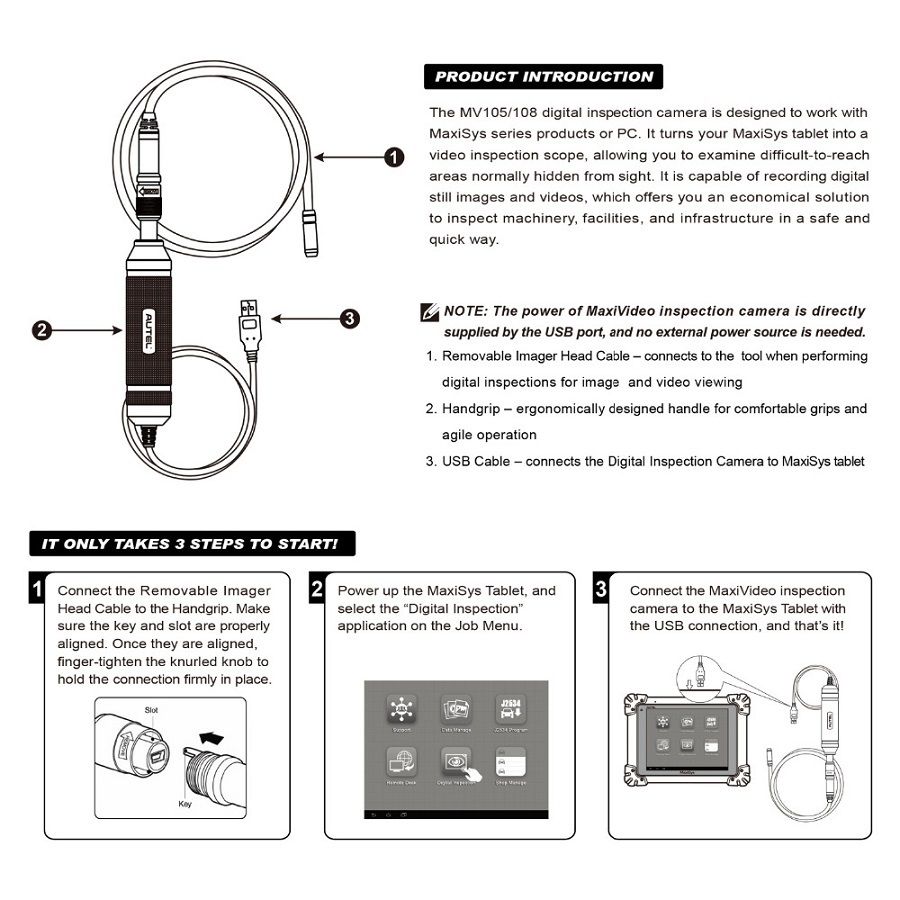 MaxiVideo MV108 8.5mm Digital Inspection Camera 