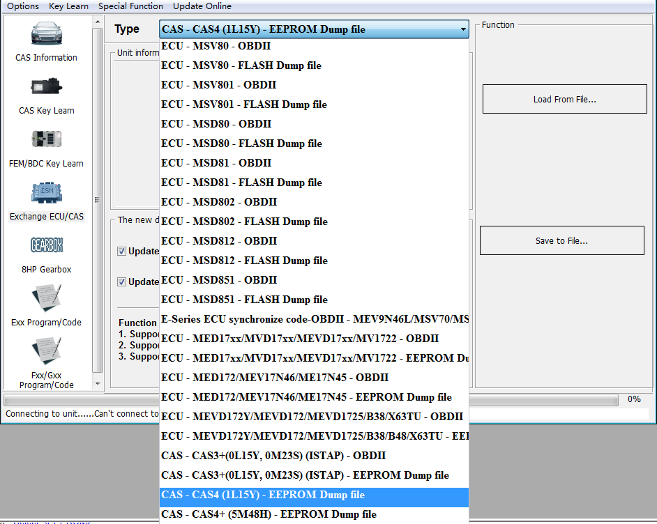 VVDI BMW Change ECU List